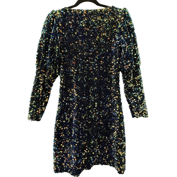 ZARA NWT WOMANS MULTICOLORED SEQUIN VELVET PUFF SLEEVE BODYCON MINI DRESS‎ SZ M - Picture 8 of 15